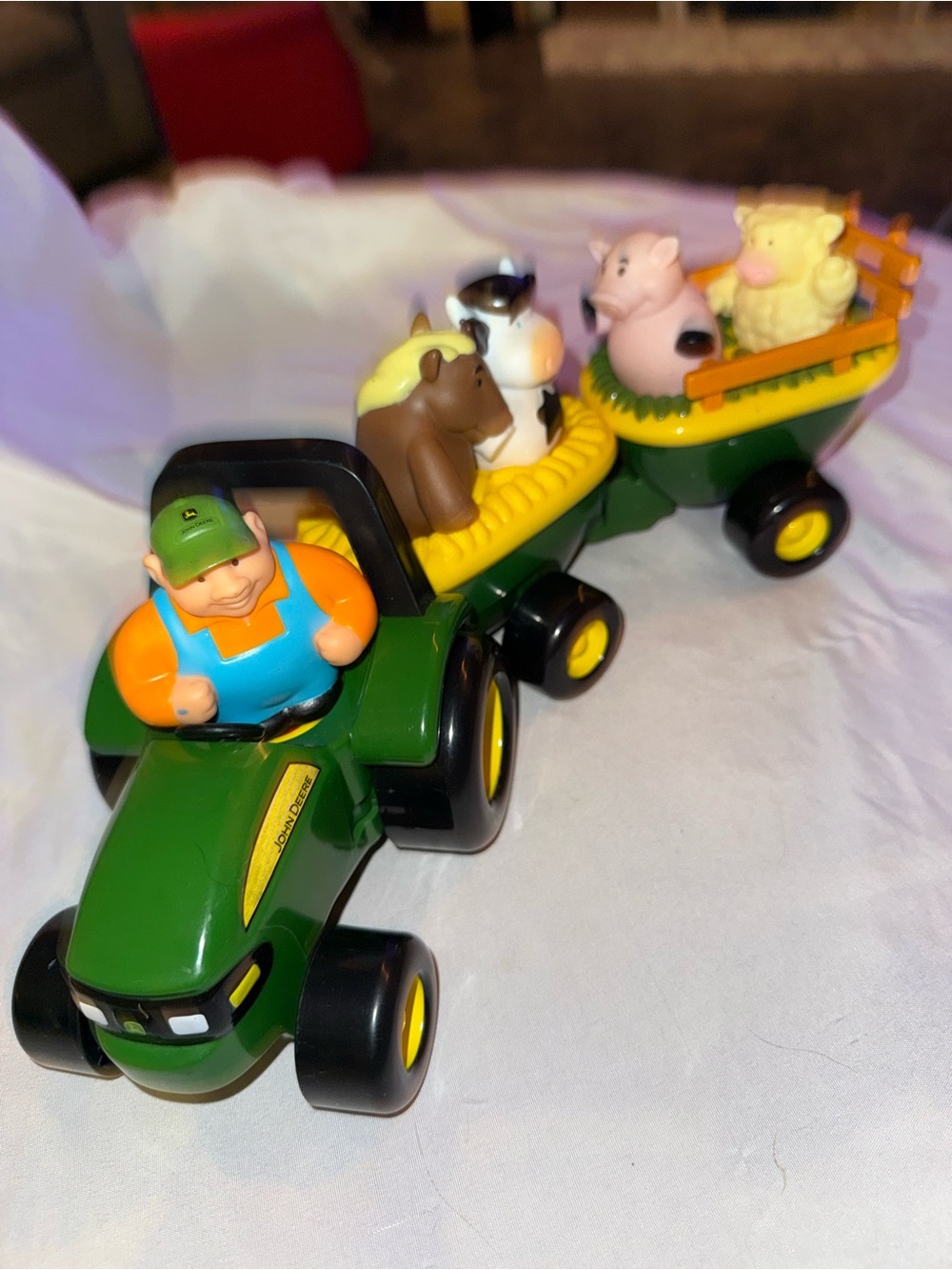 John Deere Green Farm Tractor Toy with Animal Trailers - Kids Toys
